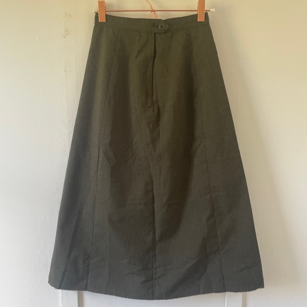 Wool Blend Military Midi Skirt